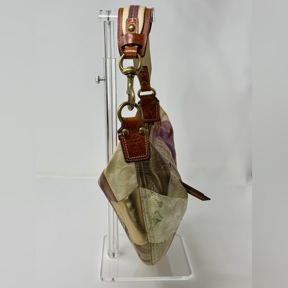 Coach Patchwork Shoulder Bag with Signature Design and Suede & Metallic - Picture 4 of 13